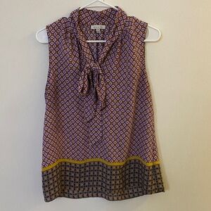 Alex & Lili Geometric Tie-Neck Sleeveless Top